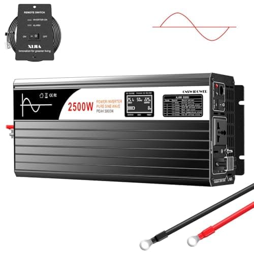 Xijia Inversor 2500W de Onda Senoidal Pura, conversor 24V DC para 120V AC, pico 5000W, com controle remoto, para sistemas solares, fazendas e aplicações off-grid