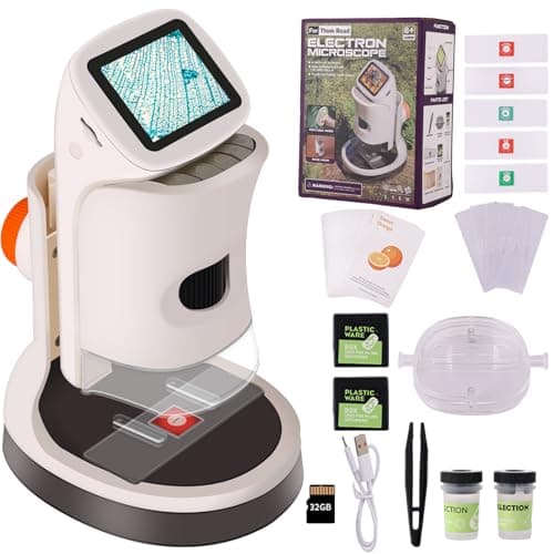 Microscópio para crianças, ampliação de 1000x. Microscópio digital com tela HD 1080p de 5.1 cm, gravação de fotos e vídeos, cartão TF de 32 GB incluído, recarregável por USB. Microscópio para crianças