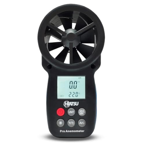 Anemômetro Digital Portátil AN-100 - Medidor de Velocidade do Vento e Fluxo de Ar com Temperatura (°C/°F), Retroiluminação, Ideal para HVAC, CFM e Teste Climático HIATSU