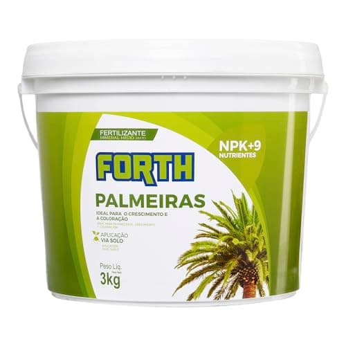 Adubo Forth Palmeiras, Fertilizante Mineral, NPK + Micronutrientes, Coqueiros, Nutrição Balanceada, Coloração de Folhas, Frutificação, Balde, 3kg