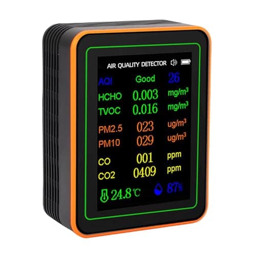 Fabater Testador de Qualidade do Ar 12 Em 1 CO2 HCHO TVOC PM2.5 PM10 Detector para Uso Interno Medidor de Qualidade do Ar Com Tela TFT para Indivíduos Preocupados Com a Saúde (#11)