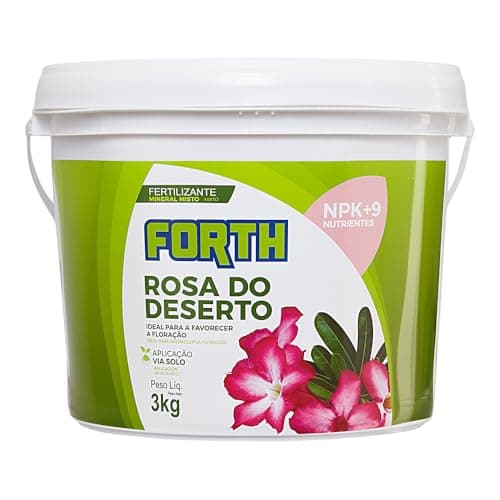Forth Rosa do Deserto, Fertilizante Mineral, NPK + Micronutrientes, Floração, Fórmula Granulada, Nutrição Balanceada, Balde, 3kg