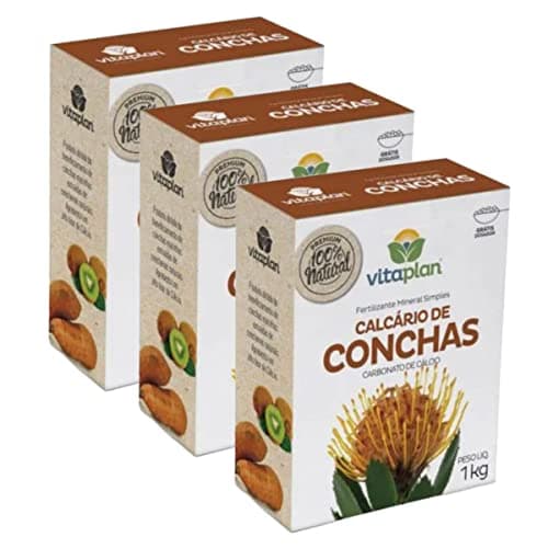 Kit 3 Calcário Agrícola de Conchas Adubo Fertilizante Mineral 1kg - Vitaplan