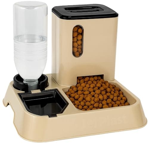 Comedouro E Bebedouro Automático Alimentador Inteligente 2 em 1 água e Ração (Bege)