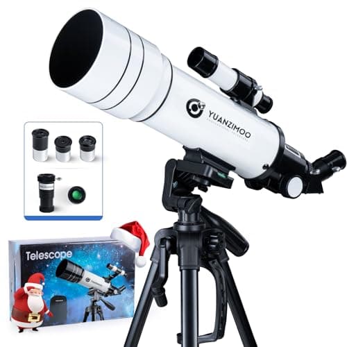 YUANZIMOO Telescópio 70 mm abertura 400 mm refrator telescópio astronômico portátil para crianças adultos iniciantes com bolsa de transporte de tripé branco