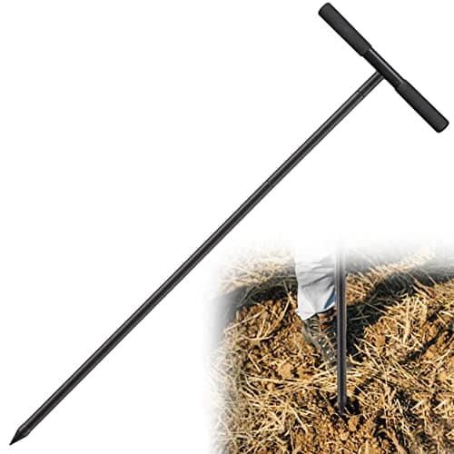 cogardenshower Haste de sonda de solo de metal – ferramenta localizadora de tanque séptico com alça em T, haste de sonda ajustável de aço para sonda de azulejos, compactação de solo, tubulação e esquilos