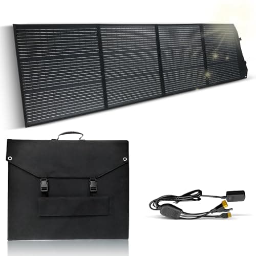 Painel Solar Dobrável Portátil, com Bolsa de Transporte e Cabos Incluídos, Ideal para Camping e Uso Externo