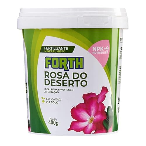 Forth Rosa do Deserto, Fertilizante Mineral, NPK + Micronutrientes, Floração, Fórmula Granulada, Nutrição Balanceada, Balde, 400g