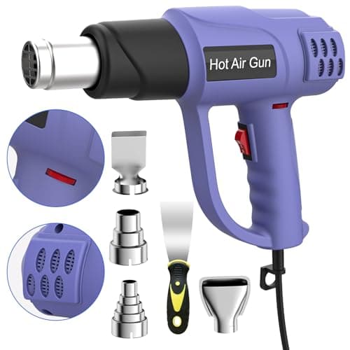 Soprador Térmico Profissional 2000W 110V, Pistola de Ar Quente com Controle de Temperatura 60°C~600°C, 2 Velocidades, Proteção Contra Sobrecarga e 5 Bicos para Envelopamento, Artesanato e Eletrônicos