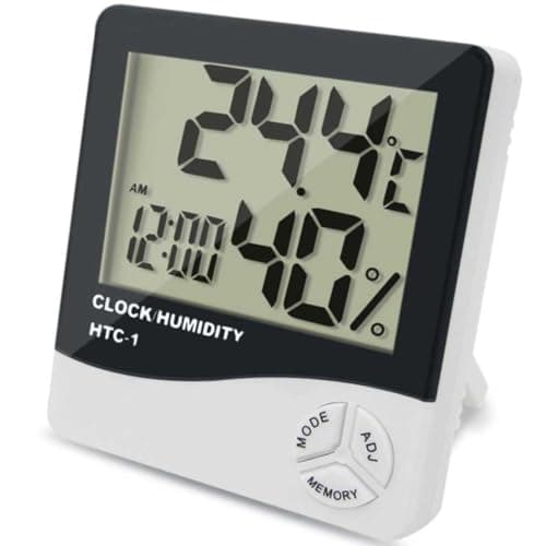 Termômetro Digital E Higrômetro Para Medição De Temperatura e Umidade Do Ar Máxima e Minima Com Relógio Digital Ambientes Quarto Sala Empresarial com Cabo Linha de Qualidade Premium
