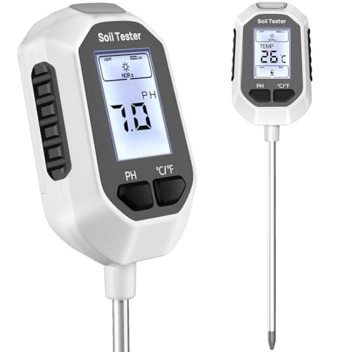 YAMRON Medidor de umidade do solo 4 em 1, teste digital de temperatura da planta/teste de umidade do solo e medidor de pH/intensidade da luz solar, visor LCD com luz de fundo para jardinagem