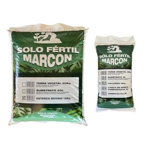 Kit Esterco Bovino Curtido 15kg + Calcário Dolomítico 3kg para Corrigir Ph Do Solo Solo Fértil Marcon