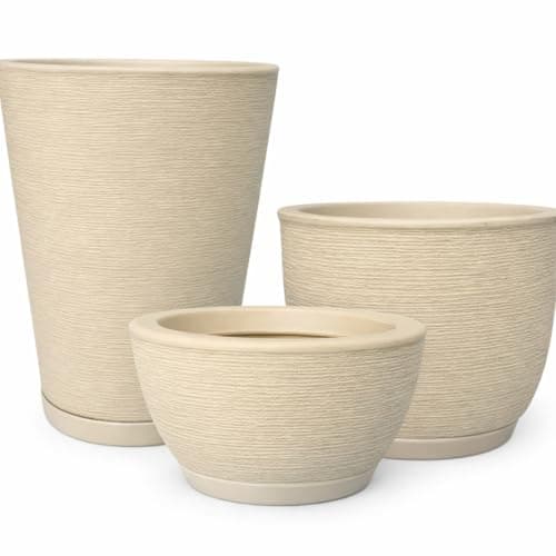 Kit 3 Vasos Polietileno Para Plantas Decorativo / 3 Vasos (Areia)