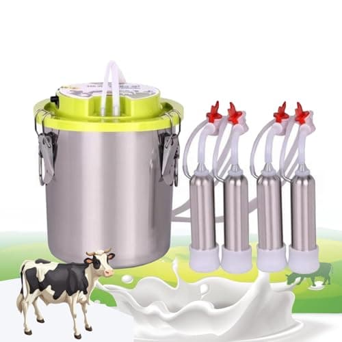 Kit De Ordenhadeira De 12L/16L, Ordenhadeira De Sucção Biônica Para Gado, Potência De Sucção Ajustável/Bico Da Bomba De Leite: 25mm, Balde De Aço Inoxidável,12L