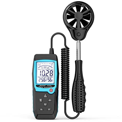 Aicevoos Anemômetro Digital Portátil H12 com Sensor de Vento Estendido, Mede Velocidade do Vento, Fluxo de Vento, Temperatura E Umidade (Cfm), com Tela Grande Retroiluminada.