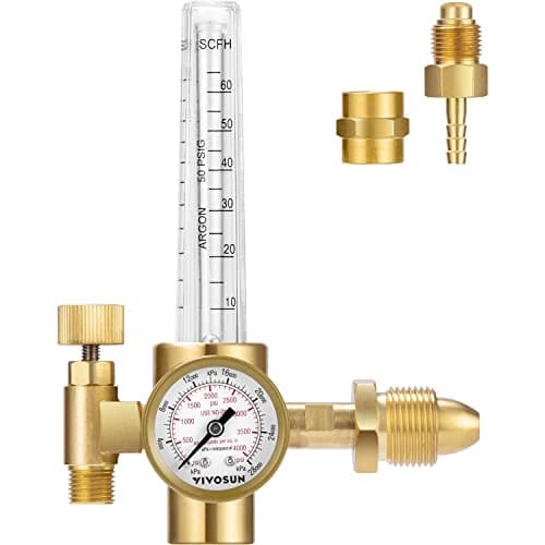 VIVOSUN Medidor de fluxo do regulador de gás de soldagem, regulador de argônio/CO2, medidor de pressão de CO2 de argônio à prova de vazamento com interface múltipla universal, adequado para máquinas