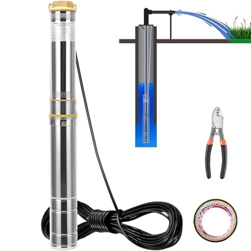 Bomba Submersa Caneta Palito para Poço, 1/2 HP, 367.5W, 100L/min, 56m Altura Máxima, Cabo 7m, 63.5mm(220V)