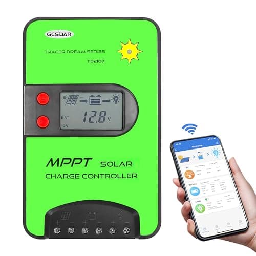 GCSOAR Controlador de Carga Solar Mppt 15A 12V 24V Automático Td2107 Adaptador Wi-Fi Controle Remoto Por Aplicativo Carregador de Painel Solar para Gel Agm Selado Inundado Lifepo4