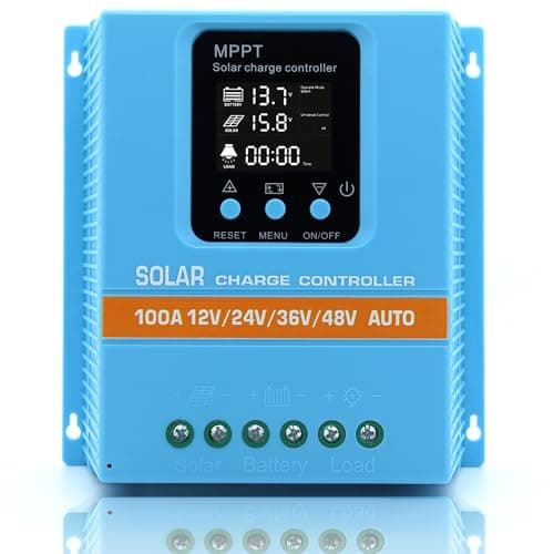 ELUSH Controlador de Carga Solar Mppt de 100A Atualizado, 12V 24V 36V 48V, com Display Lcd, Regulador Inteligente para Baterias de Chumbo-Ácido E Lítio, Entrada Máxima de 100V E Duas Portas Usb.