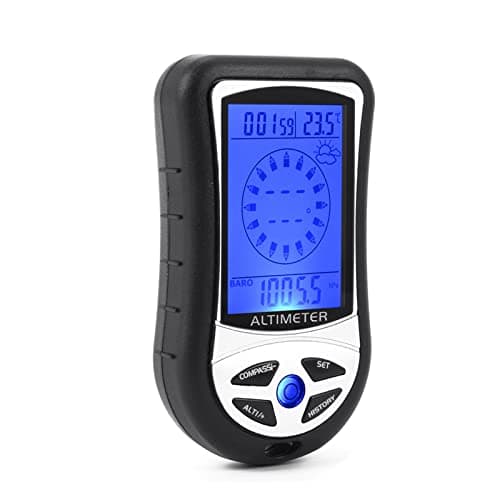 8 em 1 Altímetro Eletrônico Multifuncional Barômetro LCD Bússola Digital Termômetro Medidor de Altura Portátil Portátil Previsão do Tempo Testador de Pressão Barométrica Medidor de Ar