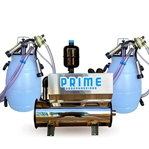 Ordenhadeira Mecânica Balde ao pé em Inox Bomba de vacuo 300 litros, Motor 1Cv, com 2 Conjuntos (220)