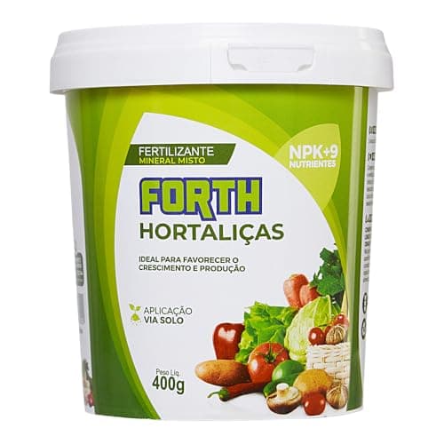Adubo Forth Hortaliças, Adubo para Horta, NPK (Nitrogênio, Fósforo, Potássio), Micronutrientes, Nutrição Balanceada, Balde, 400g