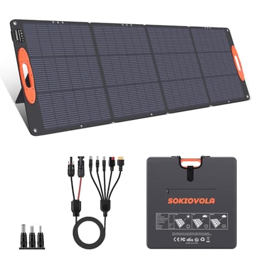SOKIOVOLA Painel Solar Portátil Tipo N 16Bb 200W Para Estações De Energia Ef/Jackery/Bluetti/Anker, 20V, Dobrável, Alta Eficiência De 25%, Ip68 À Prova D'Água, Ideal Para Viagens Ao Ar Livre