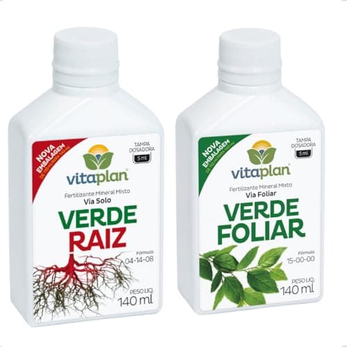 Vitaplan Kit 2 Adubo Fertilizante Mineral Líquido Concentrado, Foliar Mineral Misto, Verde Raiz, 140ml