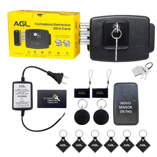 KIT FECHADURA ELETRONICA AGL ULTRA CARD PRETA C/ 10 CHAVES DE ACESSO DIGITAIS