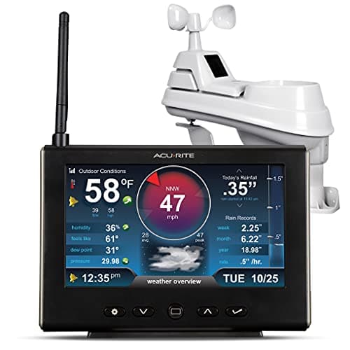 AcuRite Estação meteorológica Iris (5 em 1) 01535M com tela HD, branco e preto
