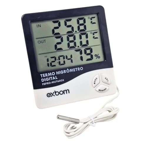 Termômetro Digital Termo Higrômetro com Sensor Externo Medidor Temperatura e Umidade Digital com Cabo de 90 cm Original