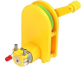 Gerador de energia portátil com manivela Caralei, amarelo, para experimentos científicos e brinquedos STEM