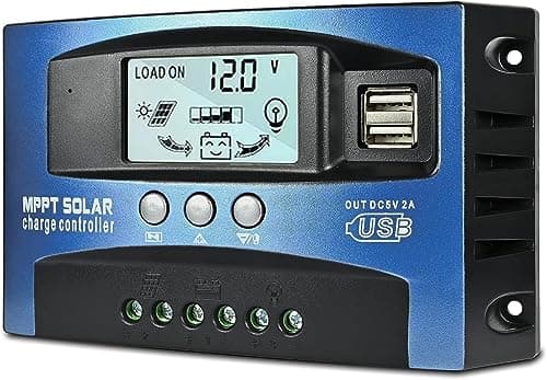 Depvko [Atualizado] Controlador de Carga Solar Mppt 30A, Regulador Inteligente para Painel Solar 12V/24V com Display Lcd Ajustável, Duas Portas Usb, Temporizador, Configuração Automática de Parâmetros