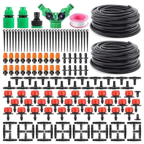 Kits de Irrigação por Gotejamento Kit de Irrigação Automática por Gotejamento 149 Peças DIY, Sistema Completo para Jardim, Horta, Vasos e Plantas, Mangueira e Conexões Flexíveis