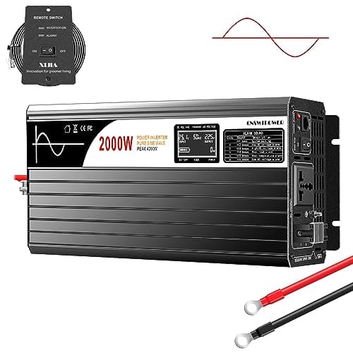 Xijia Inversor 24v para 220v 2000W Onda Senoidal Pura, Pico 4000W, Inversor Solar Off Grid Pesado para Caminhão, Sistema de Baterias e Uso Doméstico