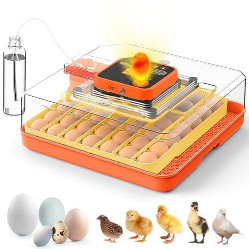Lebenwell Incubadora Inteligente para 48 Ovos, com Viragem Automática, Controle de Temperatura E Umidade, Ovoscópio, Reservatório de Água Externo E Ventilação, Visão de 360°.