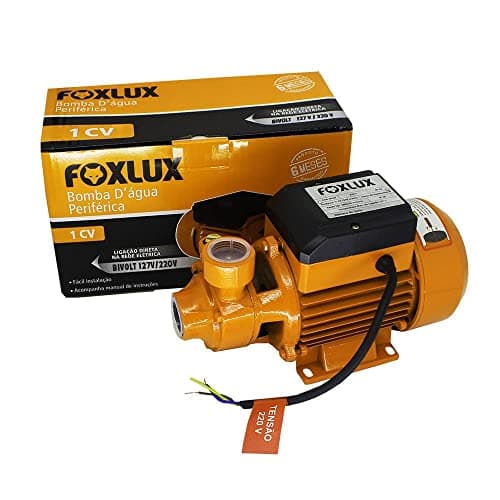 Bomba D’Água Periférica 1CV Bivolt Foxlux 50mca Alta Pressão e 3000Lh Vazão. Ideal para Água Limpa, Cisternas, Reservatórios e Irrigação Leve