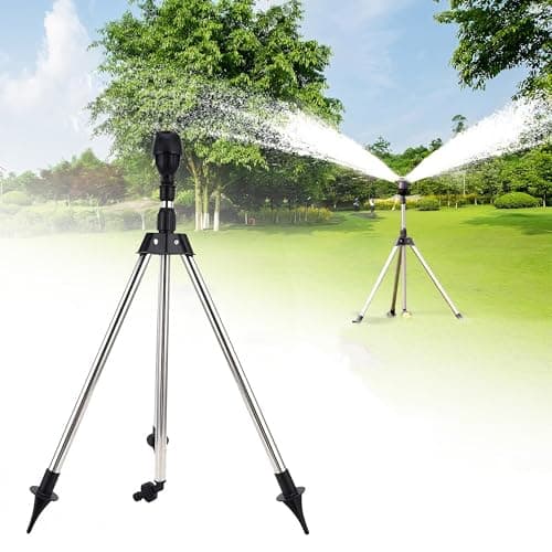 Aspersor Tripé Giratório, Aspersor de Irrigação Automático com Rotação de 360°, Aspersor Tripé Telescópico, Adequado para Grandes Áreas, Pátios, Jardins e Gramados