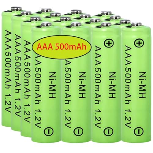 16 pacotes de baterias recarregáveis AAA 500 mAh, pilhas solares pré-carregadas de NiMH triplo A 1,2 V para ambientes externos, luzes de jardim, paisagem, luzes de caminho