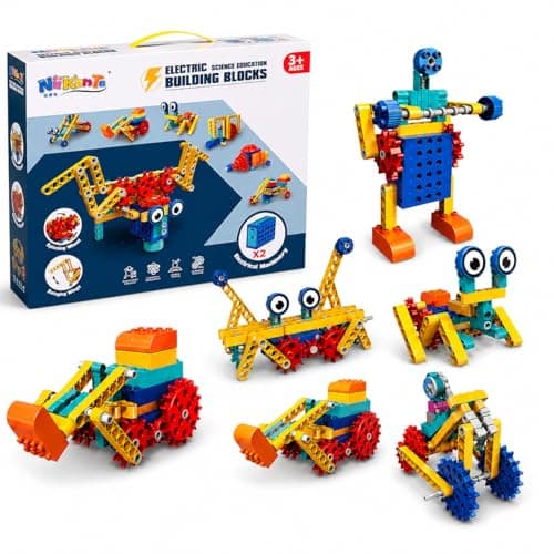 Blocos de Construção Eletrônico STEM – Kit de Engenharia Educacional com Motor, Engrenagens e Modelos Mecânicos | Brinquedo Educativo de Ciência e Robótica para Crianças 3+ Anos (135 Peças)