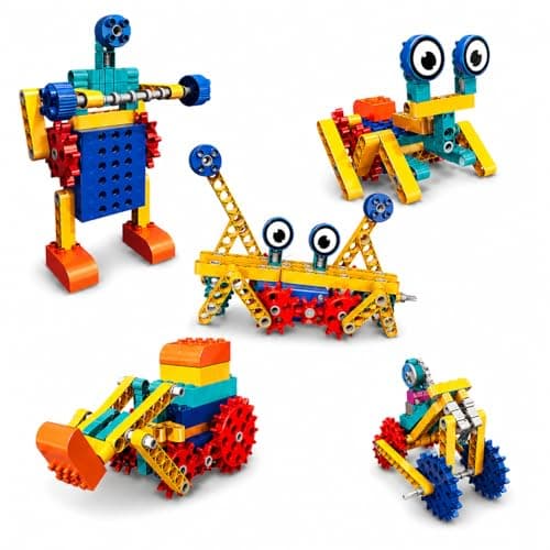 Blocos de Construção Eletrônico STEM 180 Peças – Kit de Engenharia Educacional com Motor, Engrenagens e Modelos Mecânicos | Brinquedo Educativo de Ciência e Robótica STEM para Crianças 3+