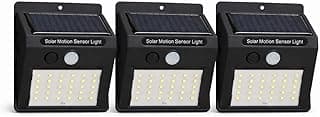 Kit 3 Luminárias Solar 30 LEDs Sensor de Movimento Sem Fio à Prova d'Água — Super Brilho Refletor Solar para Jardim Garagem Muro e Área Externa — Segurança Residencial
