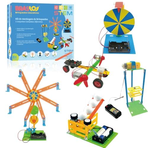 Brastoy Ciência STEM Educativos Brinquedos Infantil Blocos Montar Construção de Robôs Experimentos Projetos de Engenharia (5 em 1 DIY Kits)