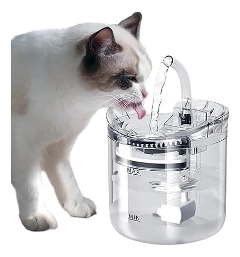 1.8L Fonte para animais de estimação, bebedouro automático para gatos, bebedouro para cães com bomba inteligente para gatos, cães e vários animais de estimação (transparente)