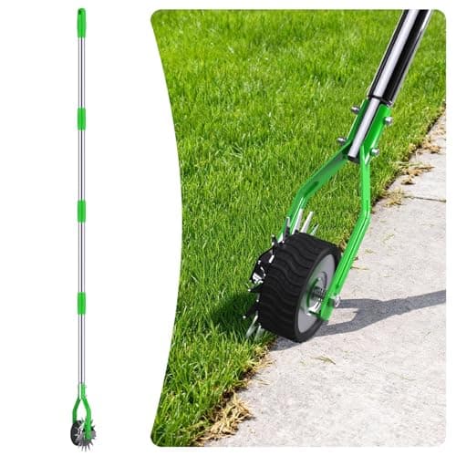 Edger Lawn Tool - Cortador de grama rotativo com roda de 172 cm com alça ajustável de aço inoxidável, aparador de borda de grama para calçadas, calçadas e paisagismo (verde)