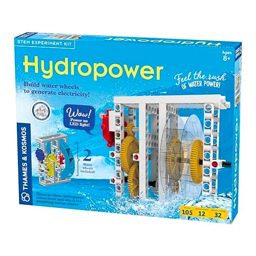 Thames & Kosmos | 624811 | Hidrelétrica | Kit experimental | Kit de ciência de energia renovável | Construa modelos para aproveitar a energia da água | 12 experimentos | Idades 8+