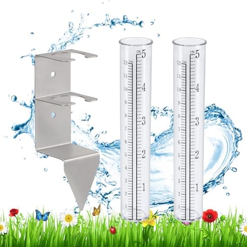 Medidor de chuva, pluviômetros ao ar livre, melhor classificado com suporte de rack de montagem de aço inoxidável, tubo de substituição de plástico à prova de congelamento, números grandes, medidor de
