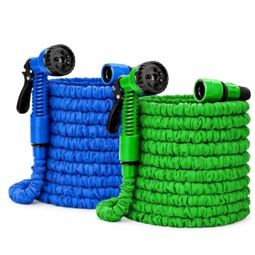 Mangueira de Jardim Extensível até 30 Metros com Esguicho 7 Tipos de Jato – Irrigação Mangueira Mágica 30 Metros Retrátil Flexível Reforçada - AZUL