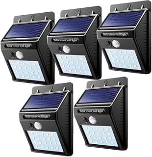 Kit 5 Luminária Solar LED 30 LEDs com Sensor de Movimento IP65 – Luz Automática Externa Parede Jardim Muro Garagem Segurança Residencial Sem Fio