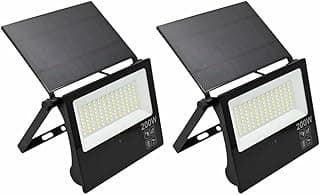 Kit 2x Refletor Solar LED 200W IP66 6500K Fotocélula Com Sensor De Movimento Placa Integrada